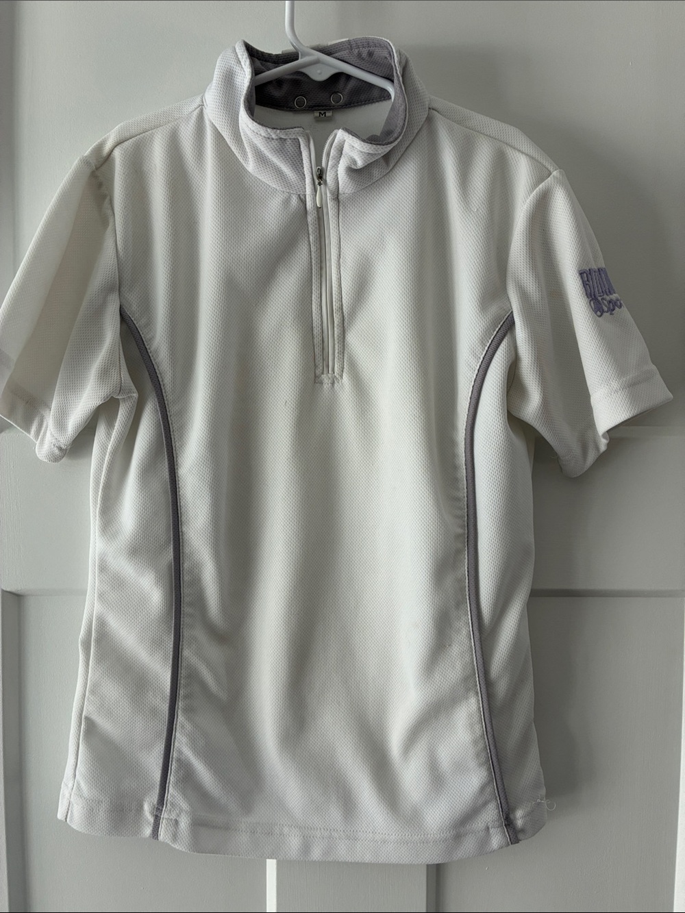 Kids Riding Sport Equestrian Sunshirt - White Short-Sleeve Quarter-Zip